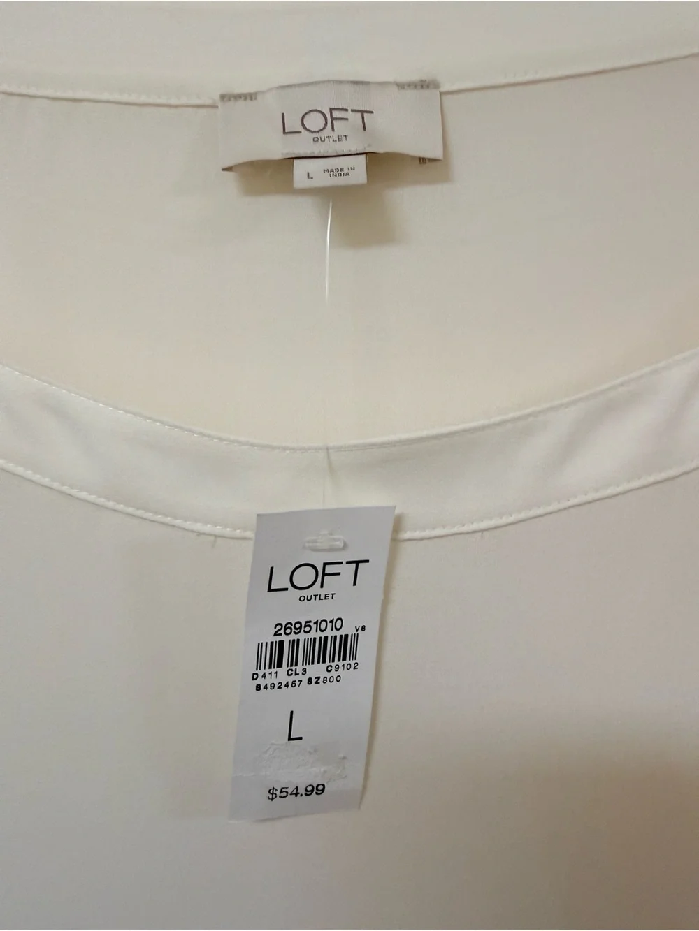 LOFT Cream Lightweight Round-Neck Blouse - Picture 2 of 5